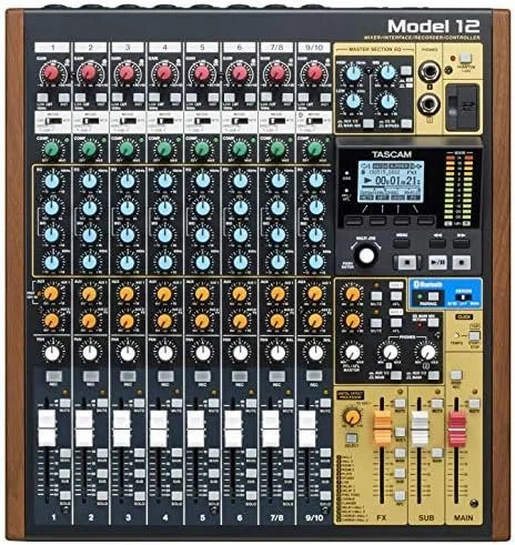a1-101-1.webp Tascam Model 12 All-in-One 12-track Digital Multitrack Mixings and Recording Studio, Mixer, USB Audio Interface and DAW Controllers - Image 1