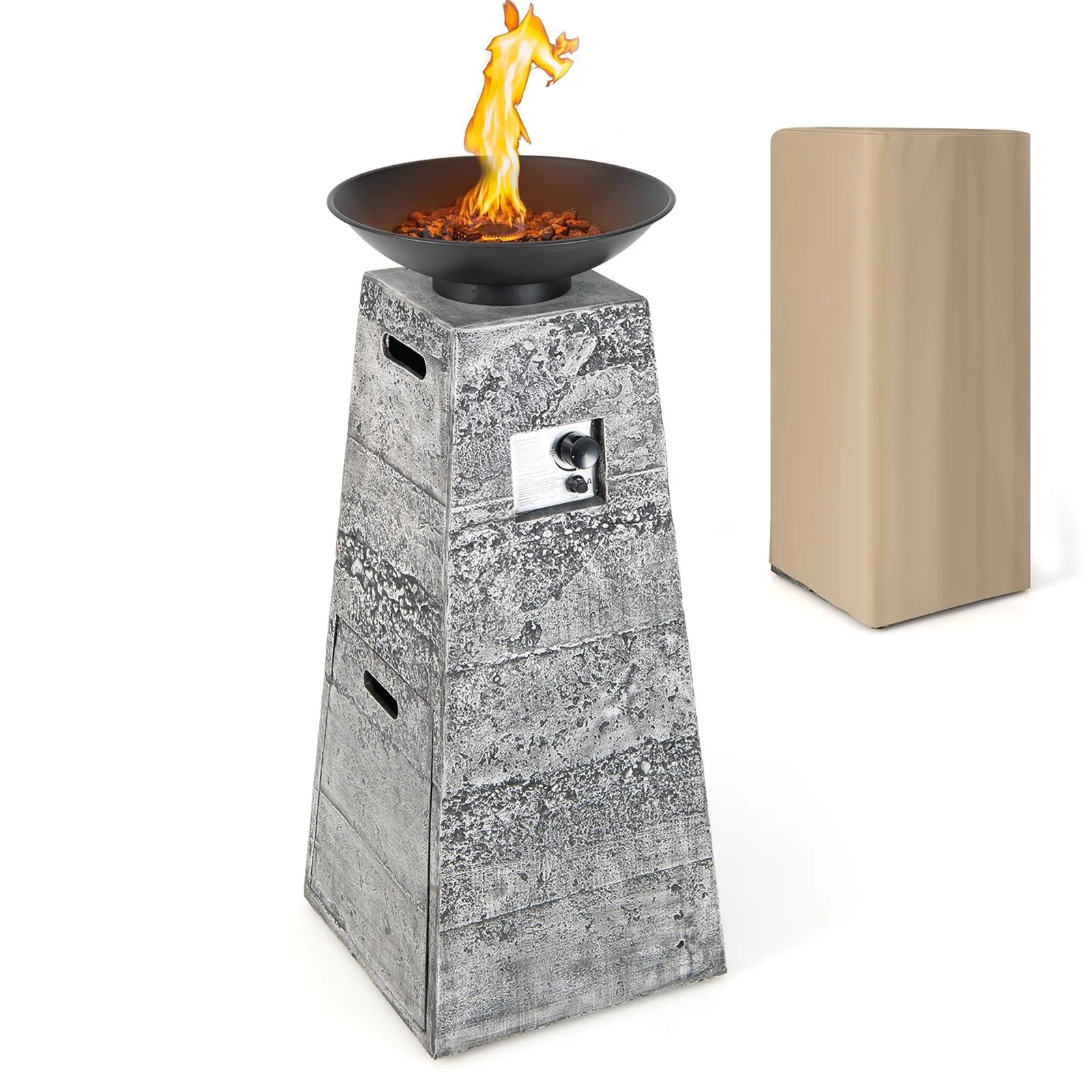 a1-203-1.webp Costway 48 Inch Propane Fire Bowl Column with Lavas Rocks and PVC Covers - Image 1