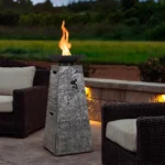 Costway 48 Inch Propane Fire Bowl Column with Lavas Rocks and PVC Covers - Image 5