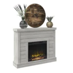 Alaya Wall Mounted Electric Fireplace, Sand Finish - Image 2