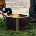 X Series 28 Inch Round Cortens Steels Wood-Burning Fire Pit in Stainless Steel by Breeo - Image 2