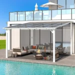 Aecojoy 12x12 Aluminum Pergola with Canopy, White