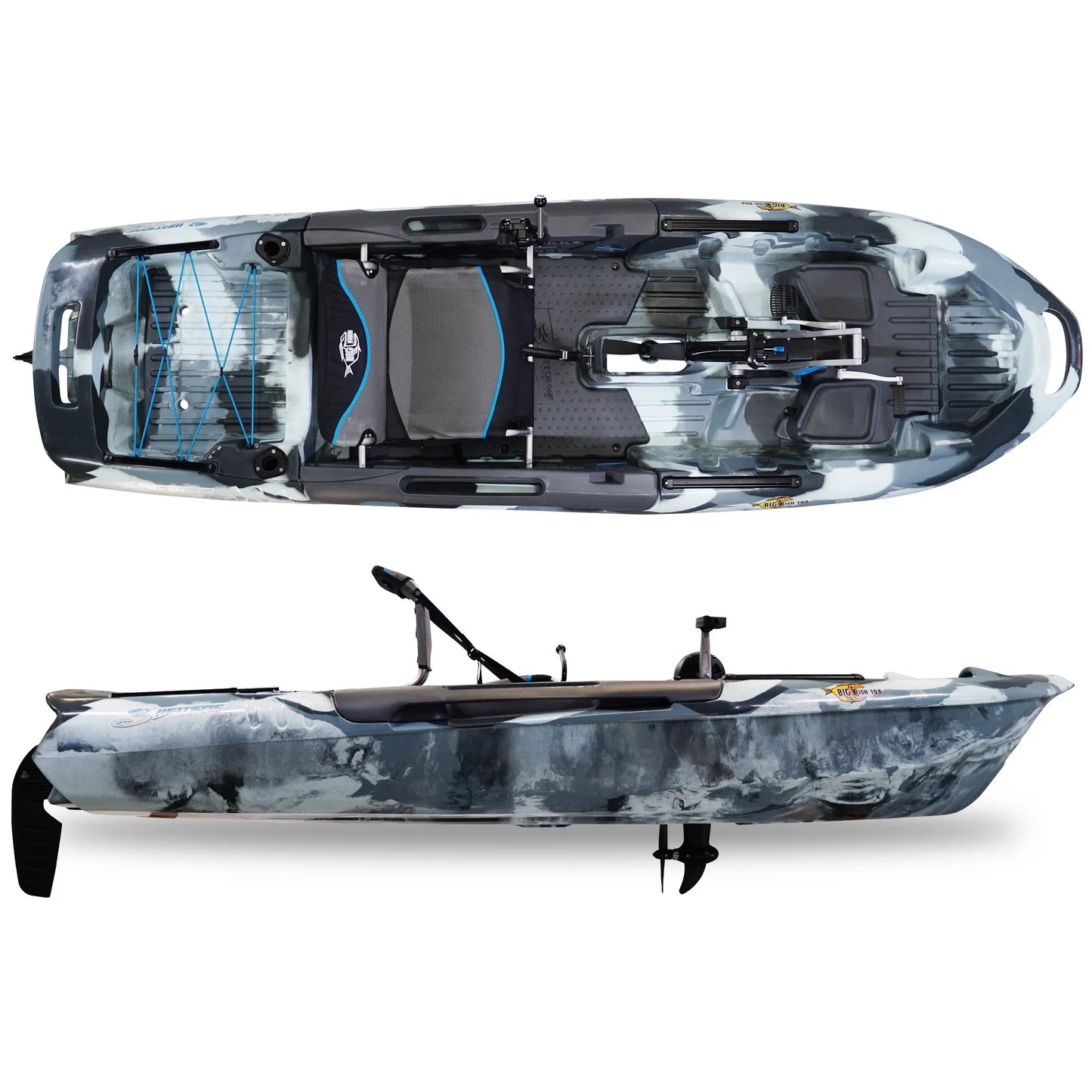 i1-3-1-1.webp 3 Waters Big Fish 108 Pedal Drive Kayak, Urban Camo - Image 1
