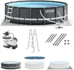Intex Ultra XTR Frame 14′ x 42″ Round Above Ground Outdoor Swimming Pool Set with Sand Filter Pump, Ladder, Ground Cloth, and Pool Covers - Image 5