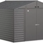 Arrow Select 10′ x 12′ Outdoor Lockable Steel Storage Shed Building, Charcoals