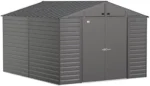 Arrow Select 10′ x 12′ Outdoor Lockable Steel Storage Shed Building, Charcoals - Image 4