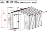 Arrow Select 10′ x 12′ Outdoor Lockable Steel Storage Shed Building, Charcoals - Image 3