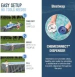 Bestway Power Steel 18′ x 9′ x 48″ Rectangular Metal Frame Above Ground Outdoor Swimming Pool Set with 1,500 GPH Filter Pump, Ladder, and Pool Covers - Image 2
