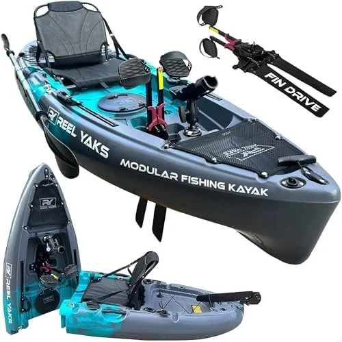 m1-11-1.webp Reel Yaks Raptor Modular Fishing Kayak – 9.5ft Lightweight Sit On Top Kayak for Adults & Youth – Stable & Portable, Ideal Space-Saving Design for Travels – 380lbs Capacity - Image 1