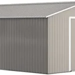 Outsunny 11′ x 13′ Outdoor Storage Shed, Garden Tool Metal Shed with Foundation Kit, Double Lockable Door, Air Vents and Slopings Roofs, for Backyard, Patio, Lawn, Light Grays