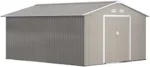Outsunny 11′ x 13′ Outdoor Storage Shed, Garden Tool Metal Shed with Foundation Kit, Double Lockable Door, Air Vents and Slopings Roofs, for Backyard, Patio, Lawn, Light Grays - Image 4