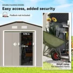 Outsunny 11′ x 13′ Outdoor Storage Shed, Garden Tool Metal Shed with Foundation Kit, Double Lockable Door, Air Vents and Slopings Roofs, for Backyard, Patio, Lawn, Light Grays - Image 3
