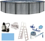 Blue Wave San Pedro 24-ft Round 52-in Deep 6-in Top Rail Above Ground Steel Wall Swimming Pools - Image 4