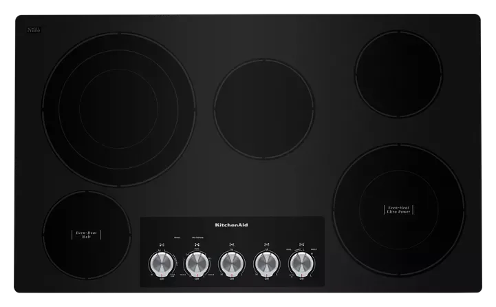 yy11-2.webp KitchenAid 36″ Electric Cooktops with 5 Elements and Knob Controls - Image 1