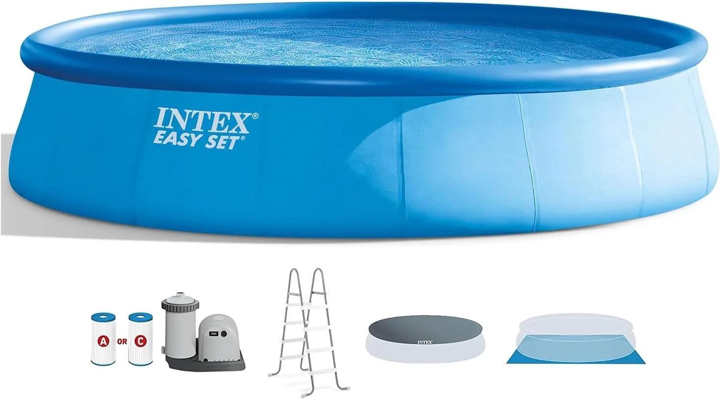 z1-11-1.webp Intex 18′ x 48″ Inflatable Above Ground Swimming Pool with Ladder, Pumps - Image 1
